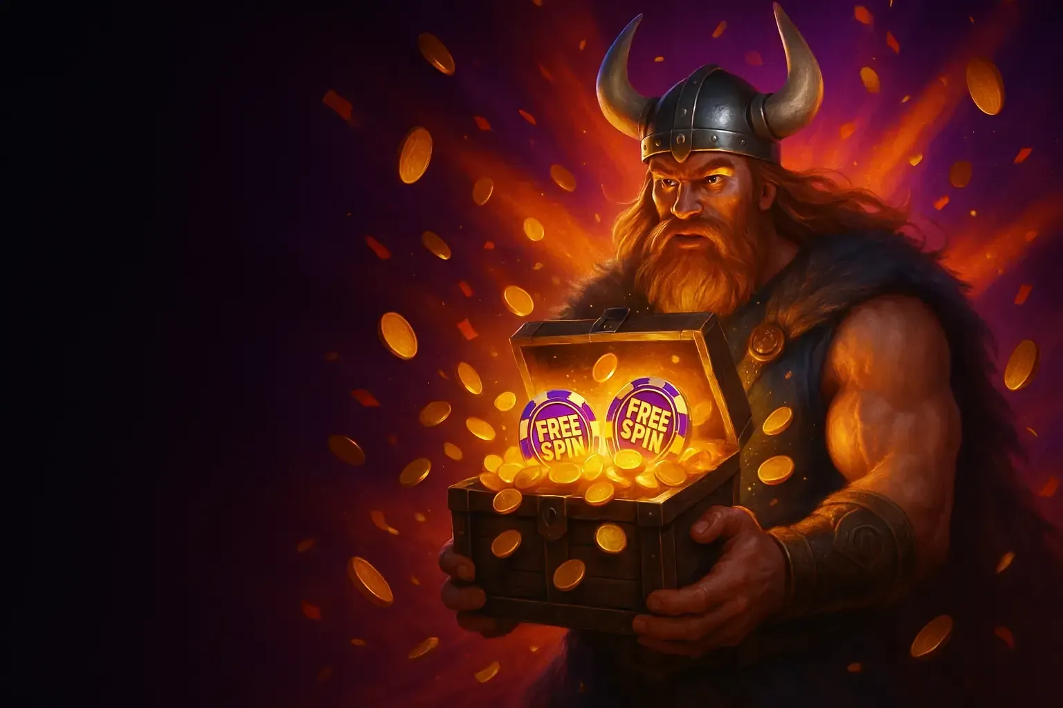 Hit'n'Spin bonus med skattekiste fuld af guldmønter og free spins